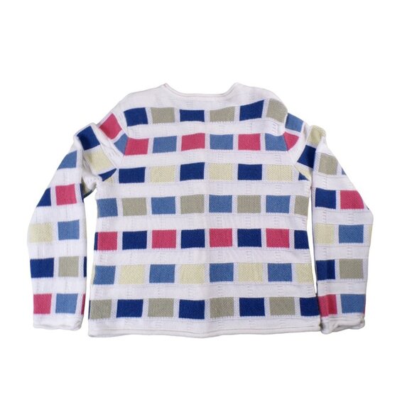 Christopher & Banks White Pastel Colorblock Cardigan Y2K 2005 Size M #127 - Picture 4 of 11